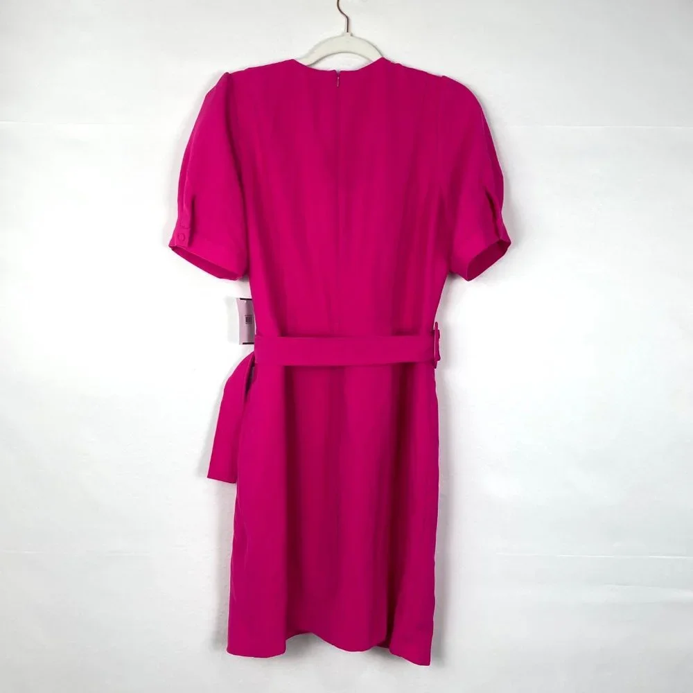NWT Adelyn Rae Tony Belted Puff Sleeve Mini Dress Neon Pink - Picture 7 of 11